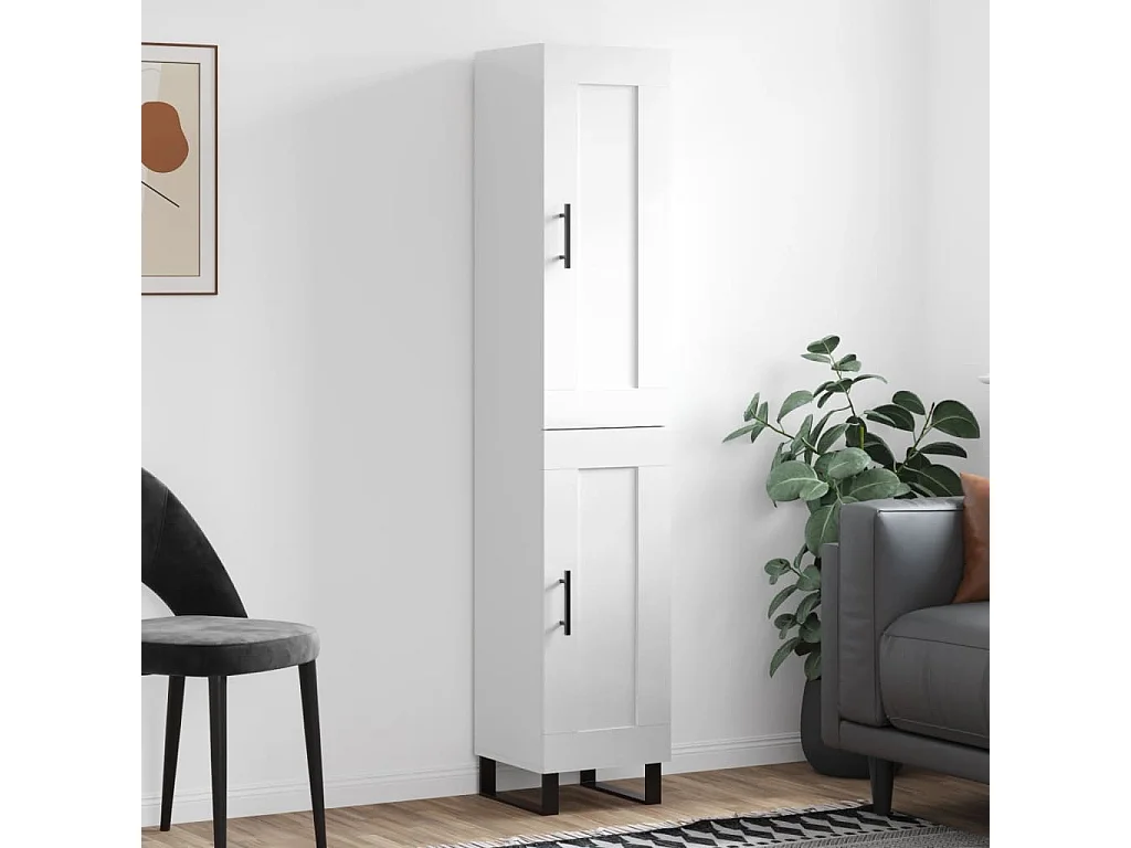 Armário alto 34,5x34x180 cm madeira processada branco brilhante