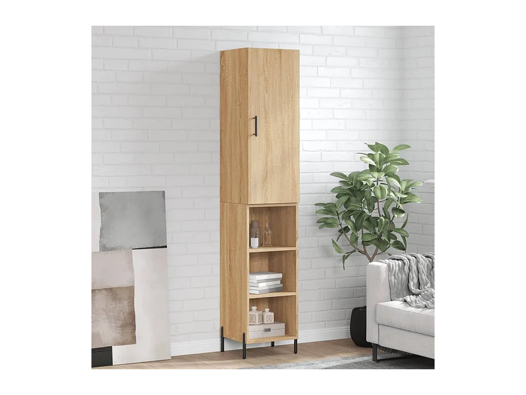 Aparador de madera contrachapada roble Sonoma 34,5x34x180 cm