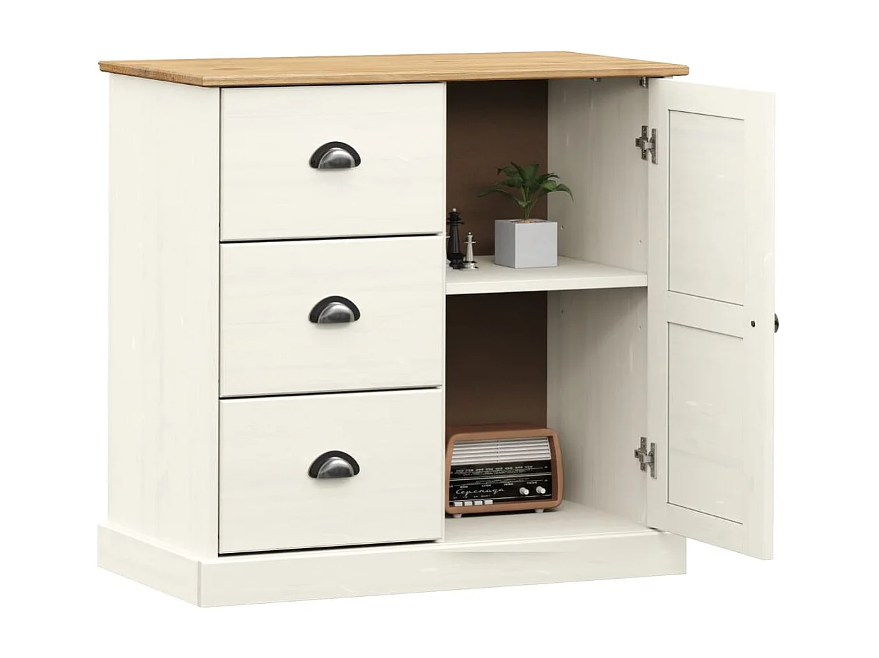 Buffet avec tiroirs VIGO 78x40x75 cm blanc bois massif de pin