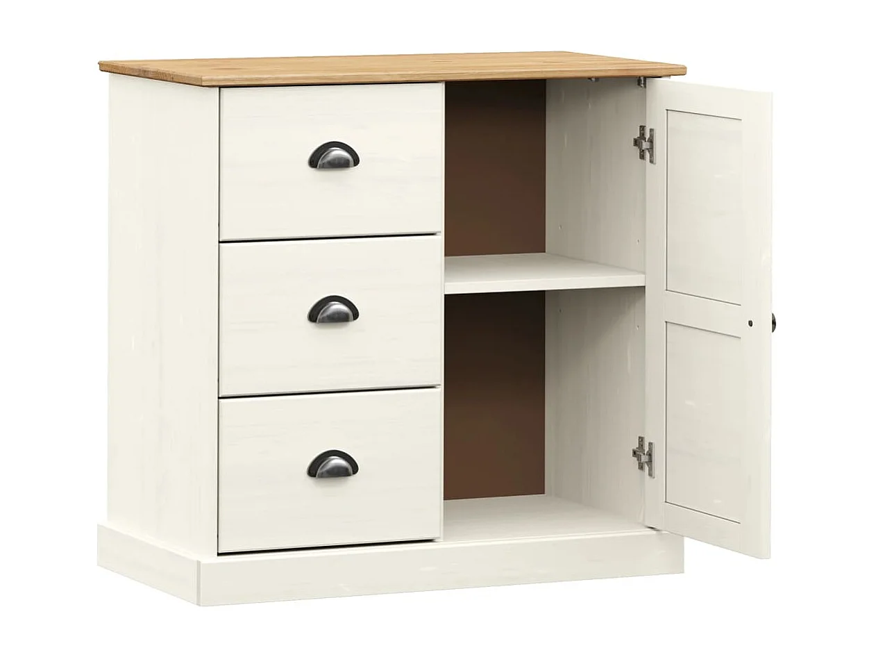 Buffet avec tiroirs VIGO 78x40x75 cm blanc bois massif de pin