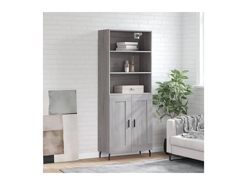Buffet haut Sonoma gris 69,5x34x180 cm Bois d'ingénierie