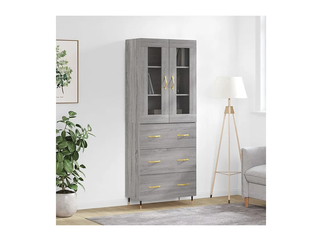 Buffet haut Sonoma gris 69,5x34x180 cm Bois d'ingénierie