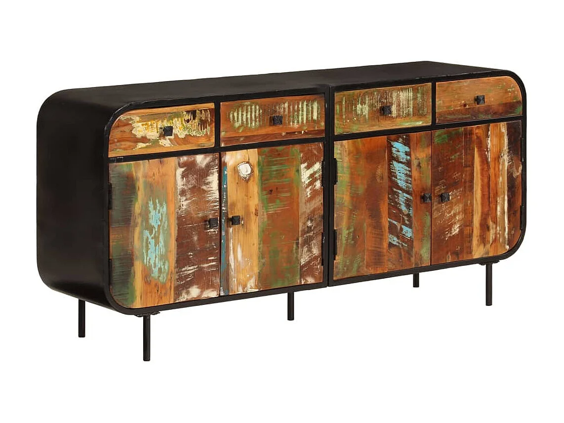 Aparador de madera maciza reciclada y metal 140x35x70 cm