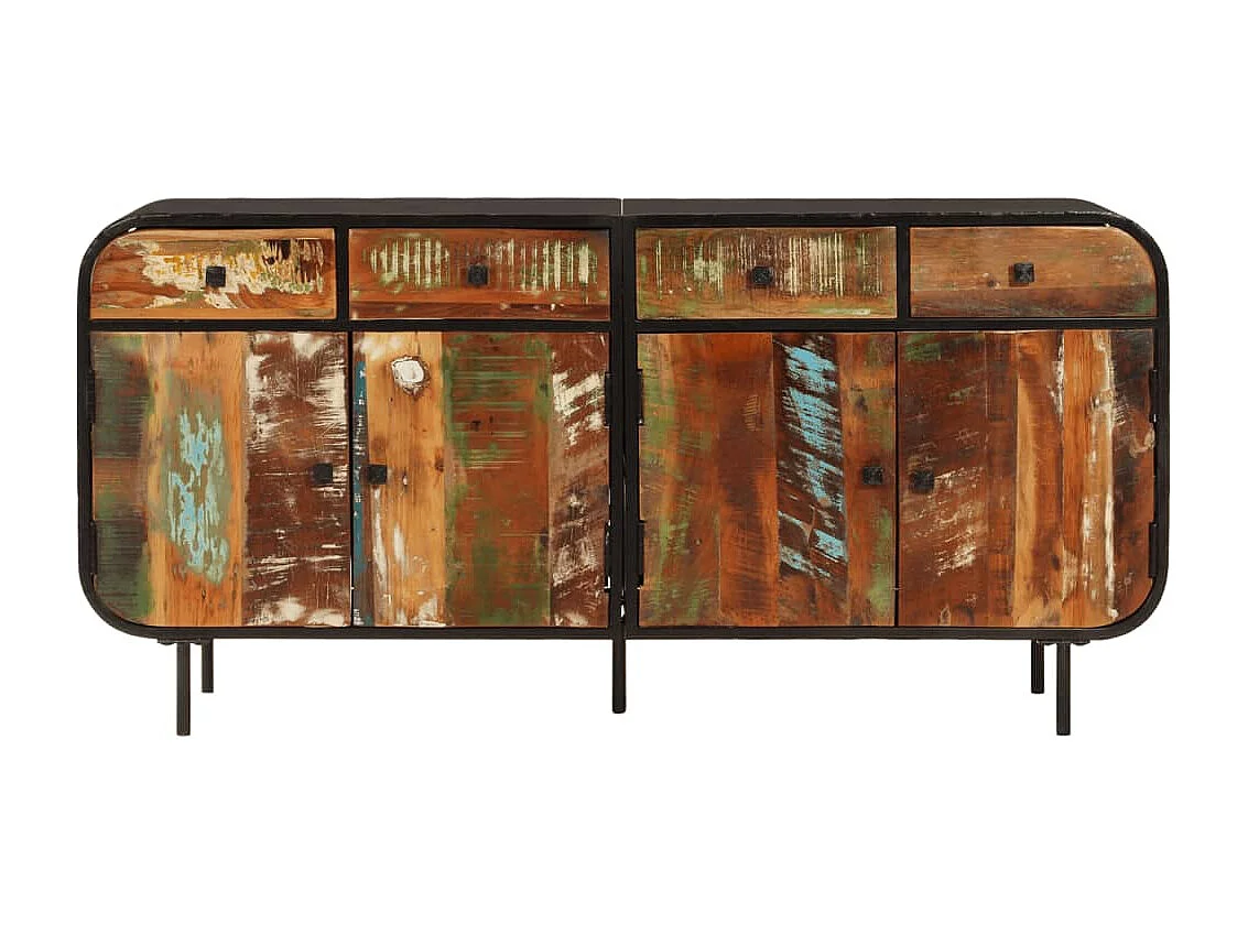 Aparador de madera maciza reciclada y metal 140x35x70 cm
