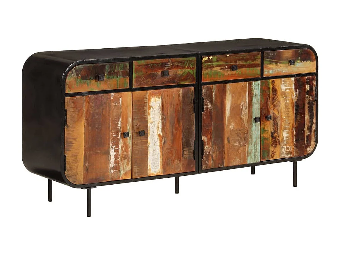 Aparador de madera maciza reciclada y metal 140x35x70 cm