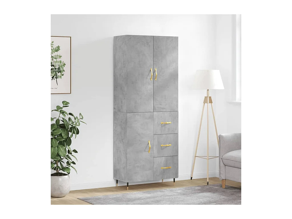 Hoge kastukken69,5x34x180 cm bewerkt hout betongrijs