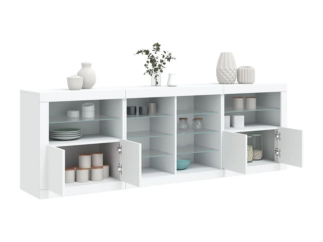 Buffet avec lumières LED blanc 202x37x67 cm