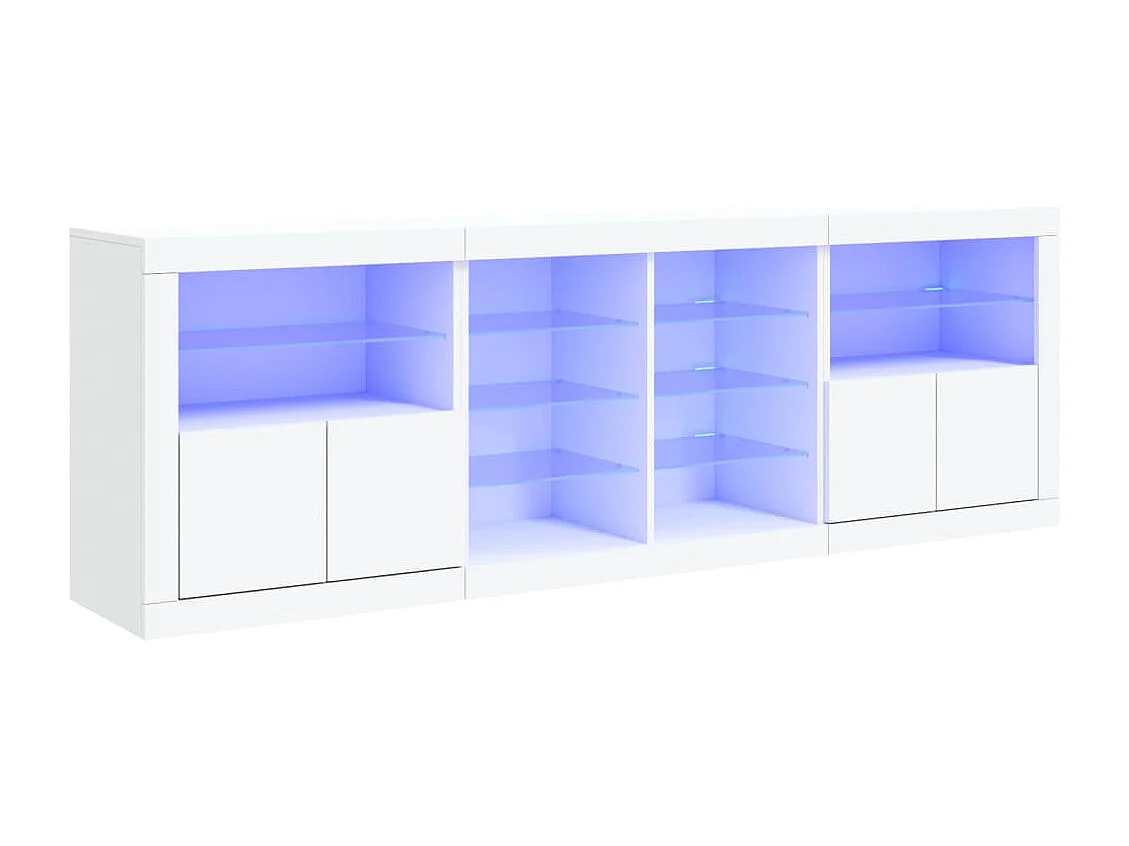 Buffet avec lumières LED blanc 202x37x67 cm