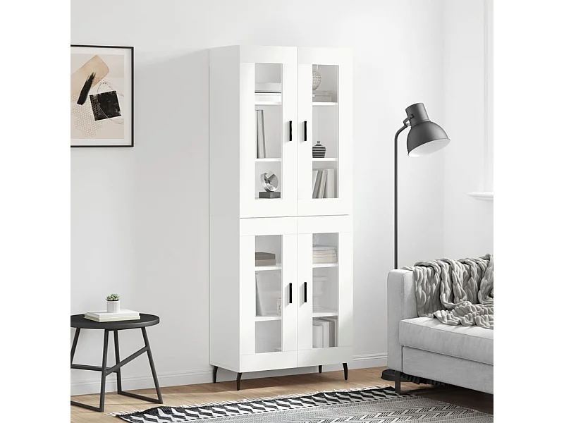 Buffet haut Blanc 69,5x34x180 cm Bois d'ingénierie