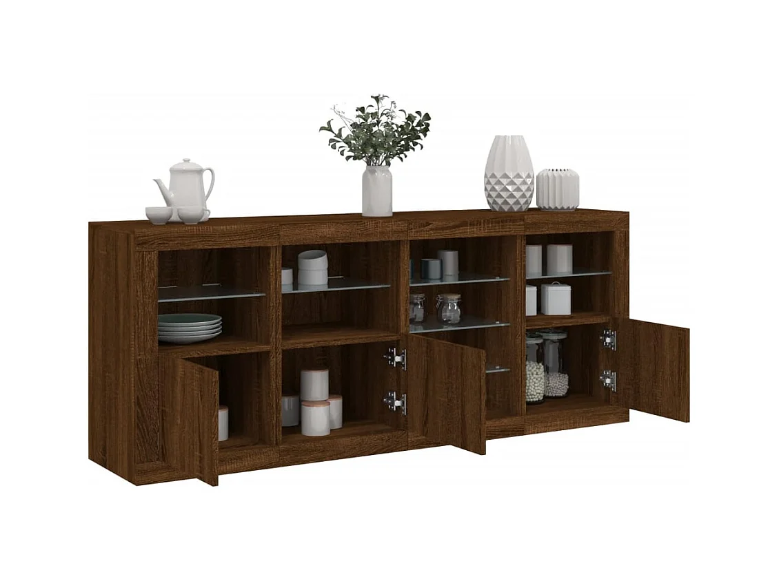 Buffet avec lumières LED chêne marron 164x37x67 cm
