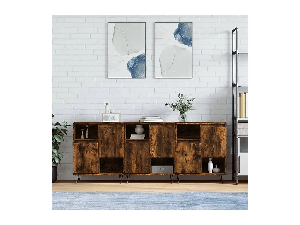Buffets 3 pièces Chêne fumé Bois d'ingénierie