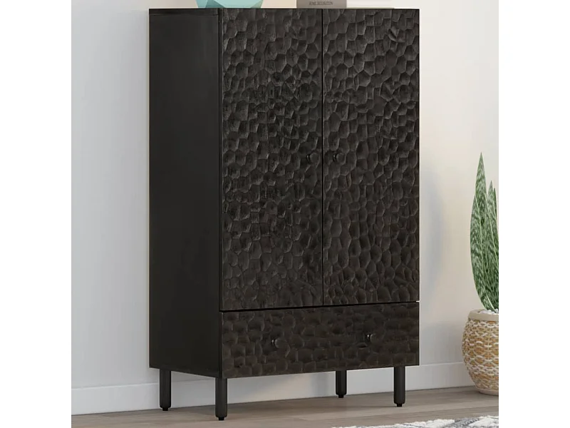 Buffet noir 60x33x100 cm bois de manguier massif