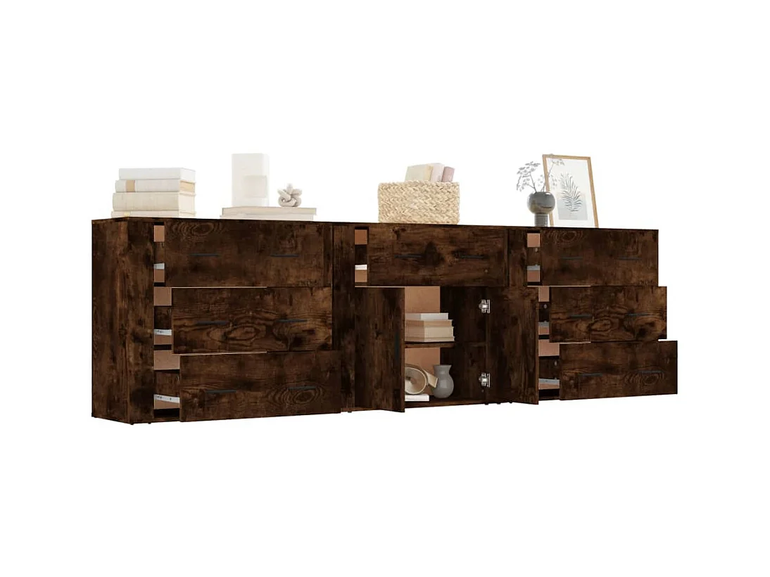Buffets 3 pièces Chêne fumé Bois d'ingénierie