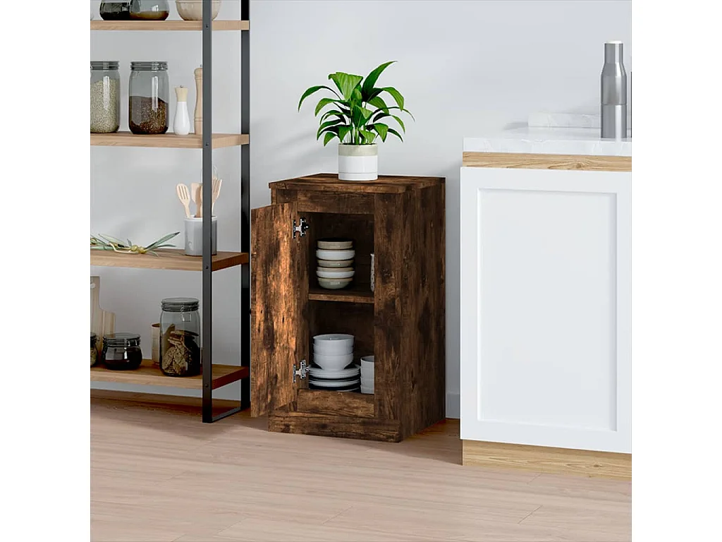Buffet chêne fumé 37,5x35,5x67,5 cm bois d'ingénierie