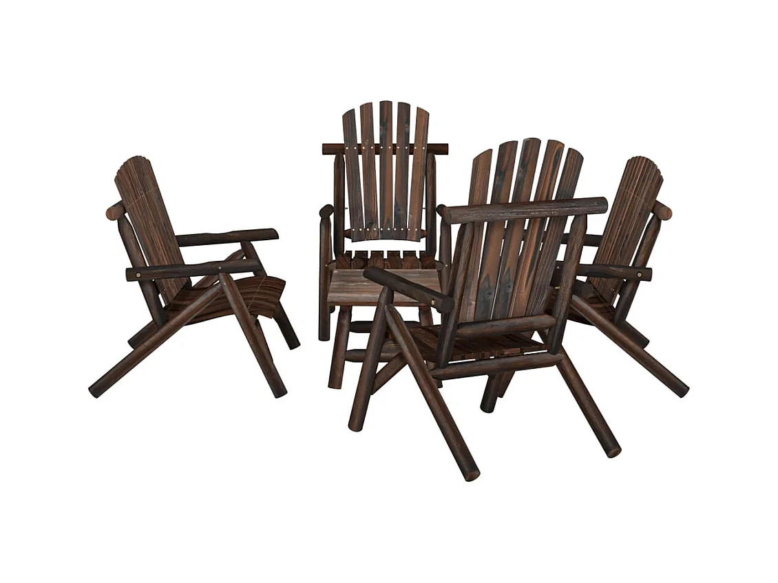 Juego de muebles de jardín 5 piezas madera maciza de abeto