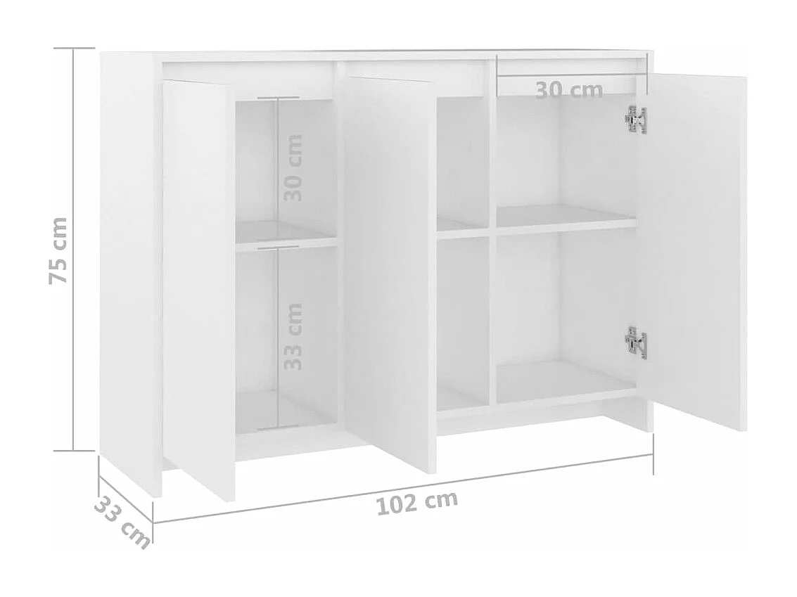 Buffet Blanc 102x33x75 cm Aggloméré
