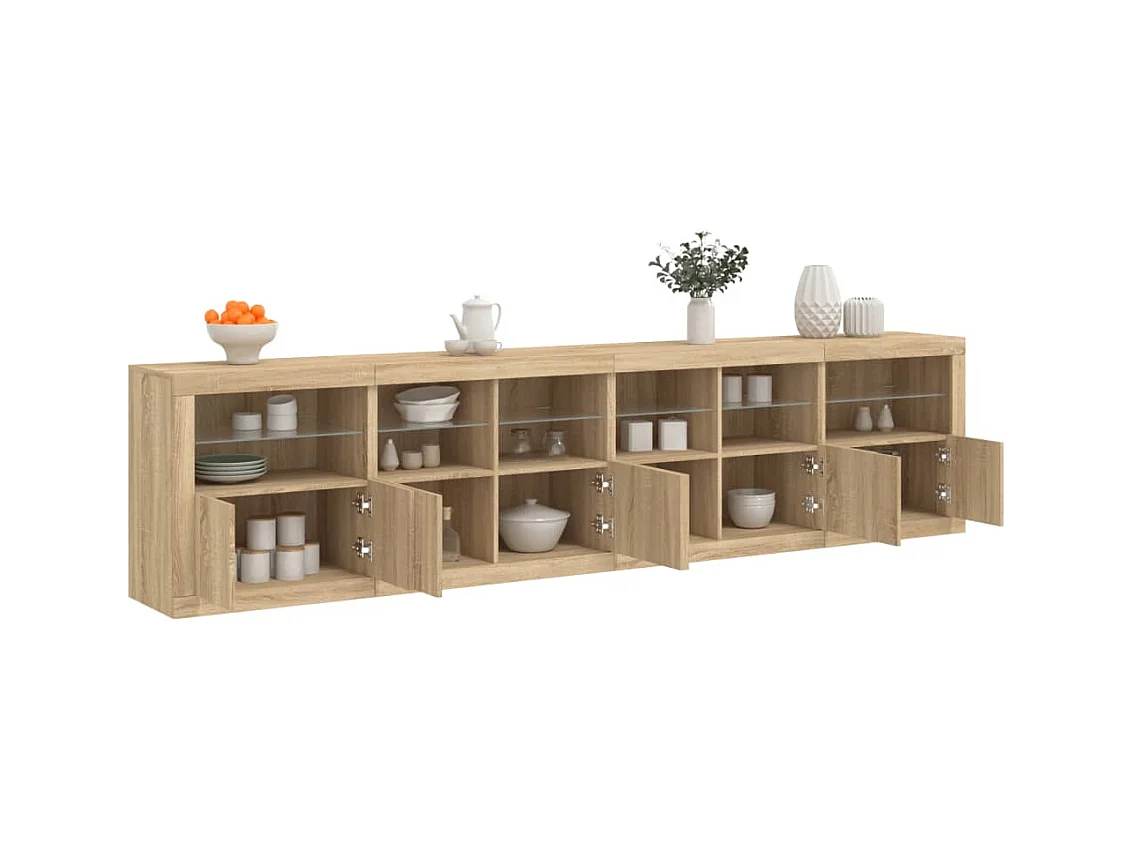 Buffet avec lumières LED chêne sonoma 283x37x67 cm