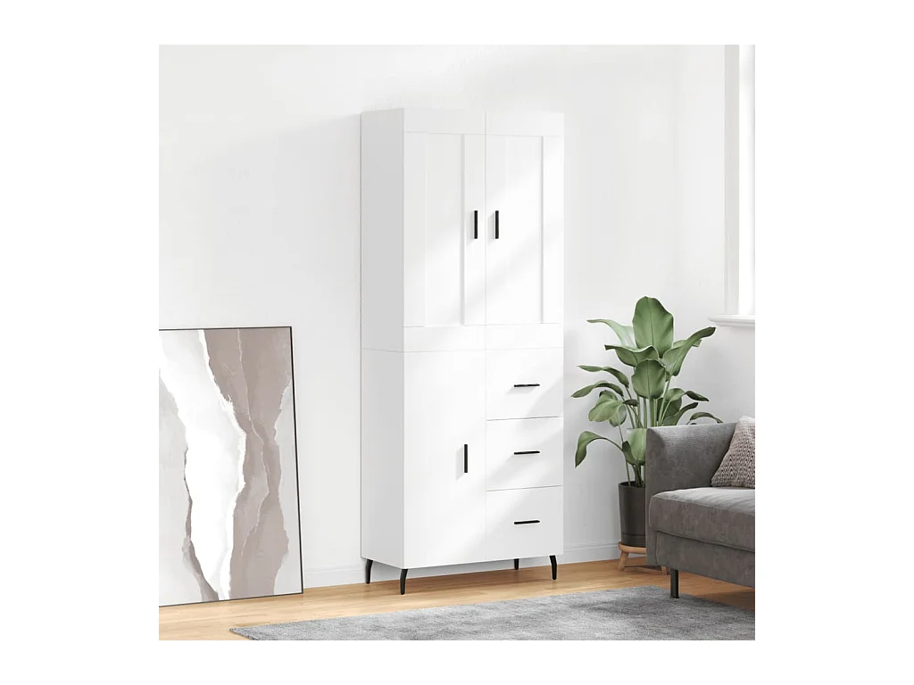 Buffet haut Blanc 69,5x34x180 cm Bois d'ingénierie