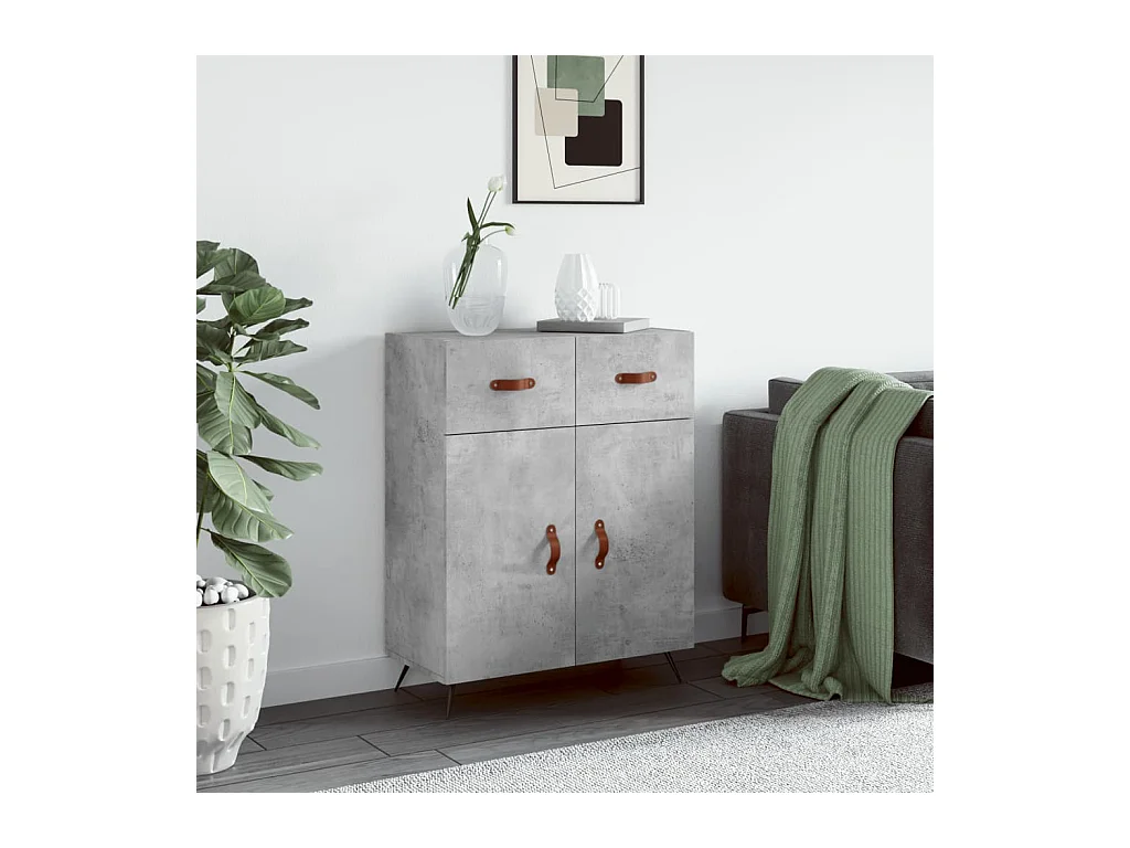 Buffet gris béton 69,5x34x90 cm bois d'ingénierie