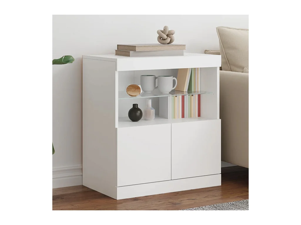 Buffet avec lumières LED blanc 60x37x67 cm