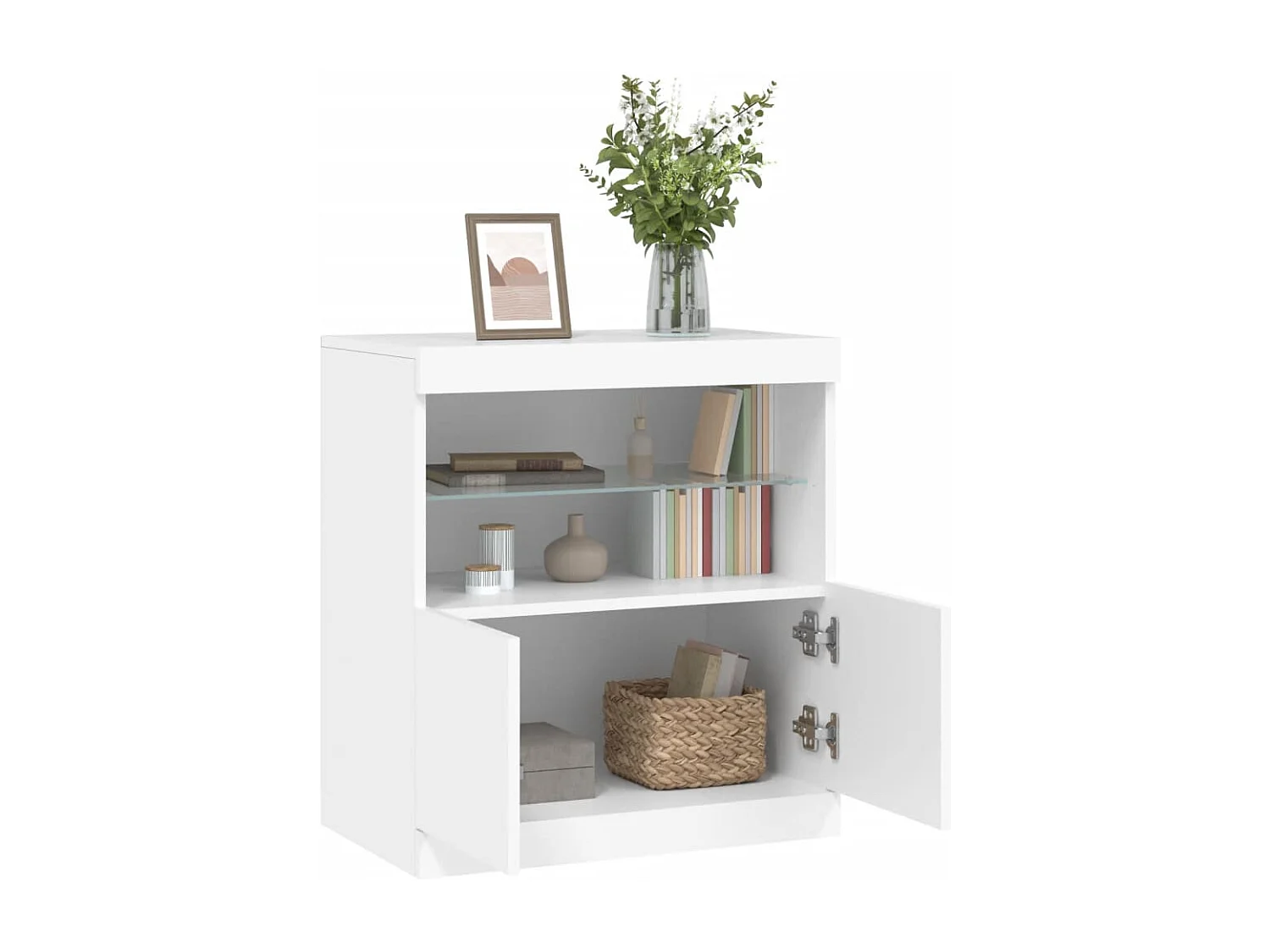 Buffet avec lumières LED blanc 60x37x67 cm