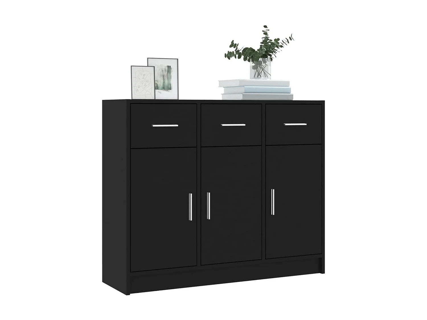 Buffet noir 91x28x75 cm bois d'ingénierie