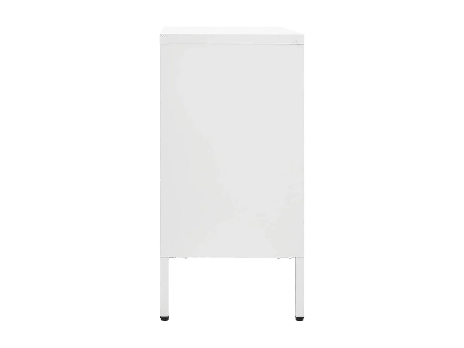 Buffet Blanc 105x35x70 cm Acier et verre trempé