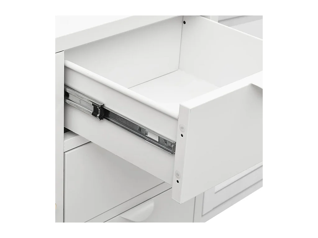 Buffet Blanc 105x35x70 cm Acier et verre trempé