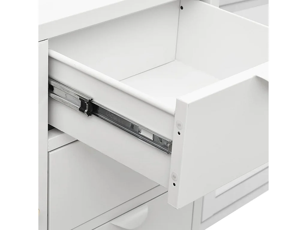 Dressoir 105x35x70 cm staal en gehard glas wit