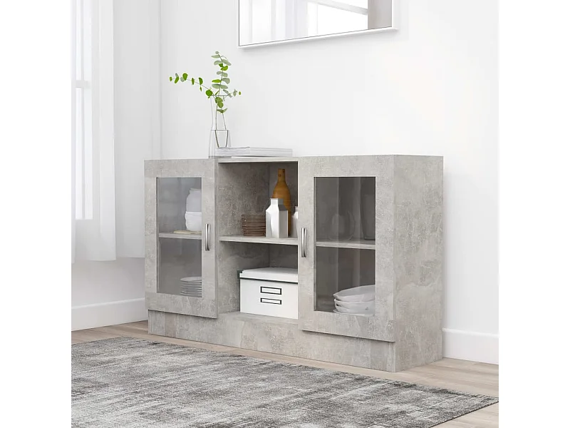Armoire à vitrine Gris béton 120x30,5x70 cm Aggloméré