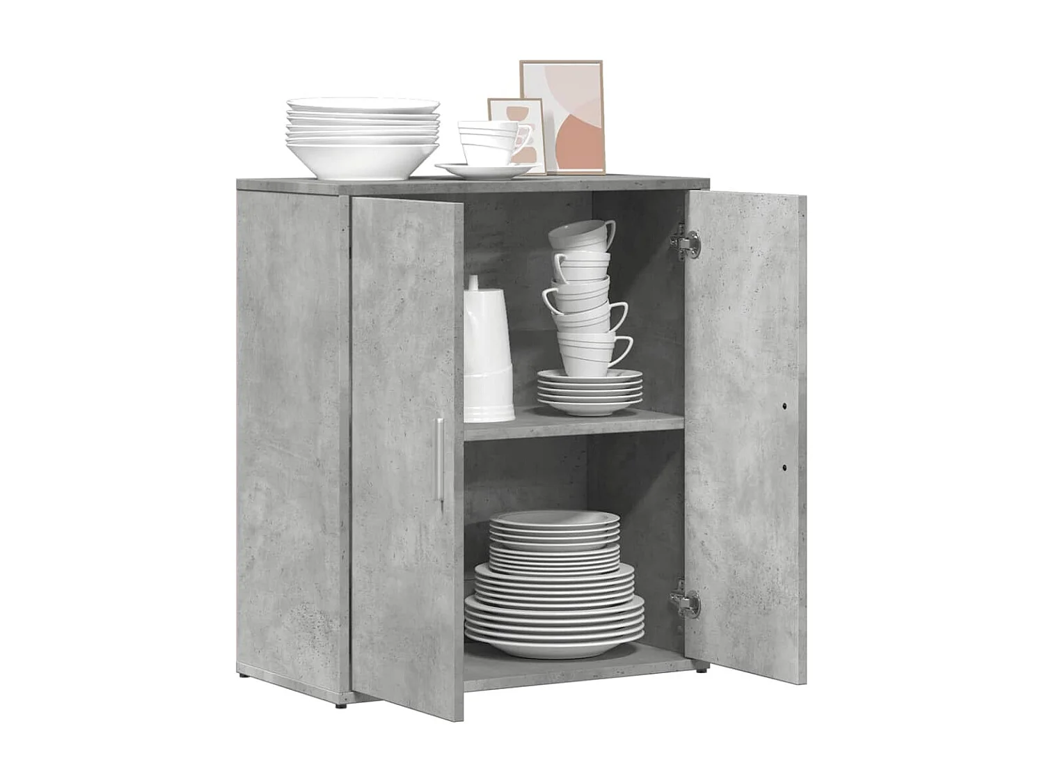 Buffet gris béton 60x31x70 cm bois d'ingénierie
