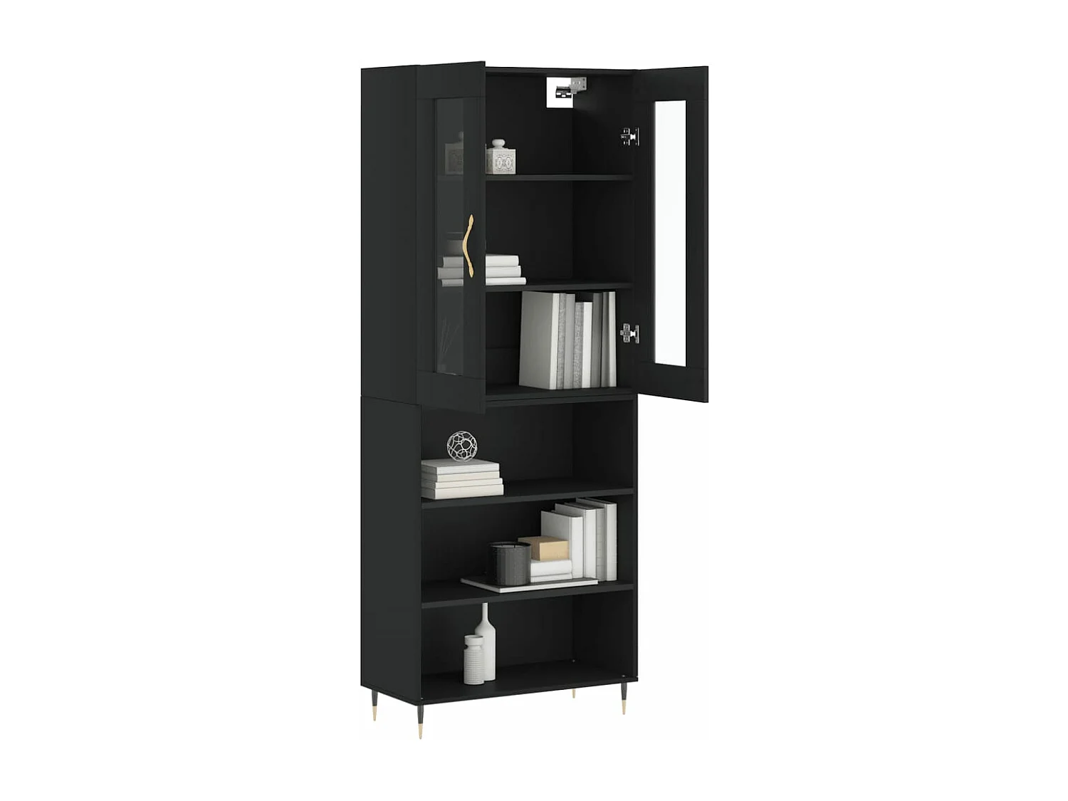 Buffet haut Noir 69,5x34x180 cm Bois d'ingénierie