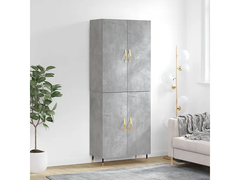 Buffet haut Gris béton 69,5x34x180 cm Bois d'ingénierie