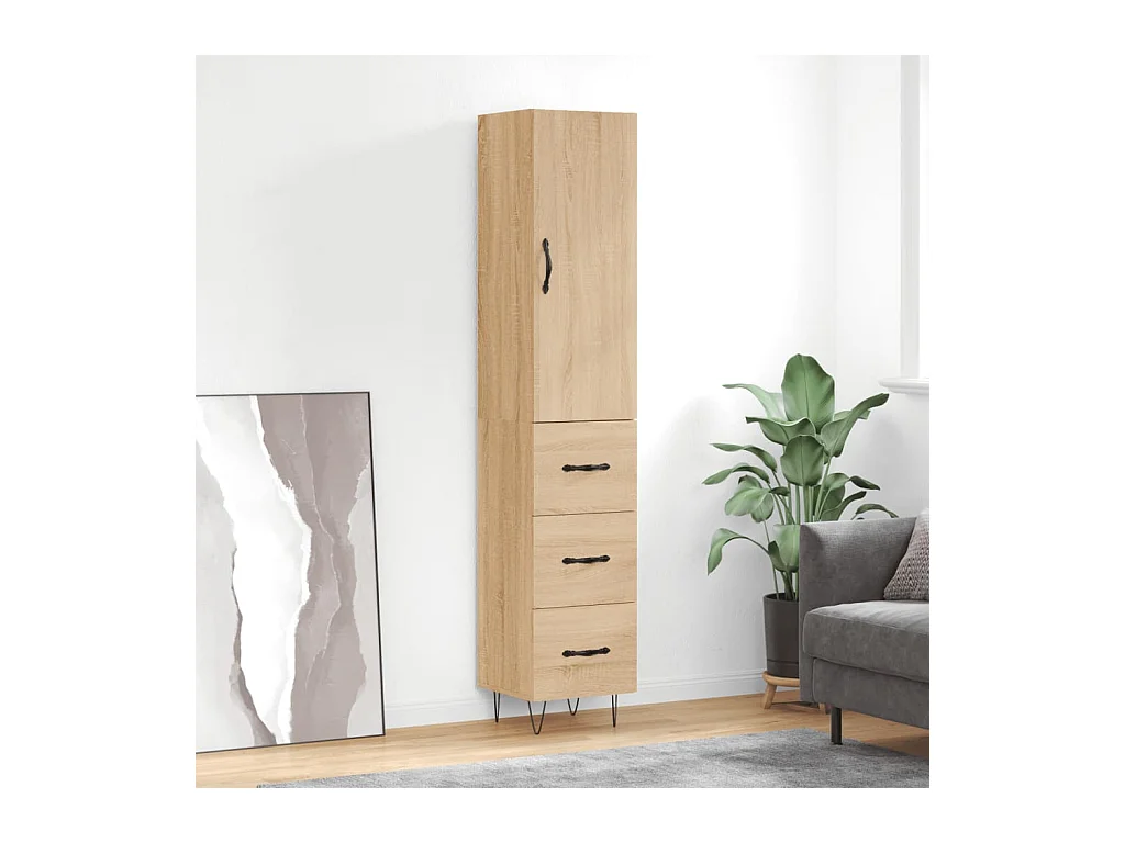 Buffet haut Chêne sonoma 34,5x34x180 cm Bois d'ingénierie