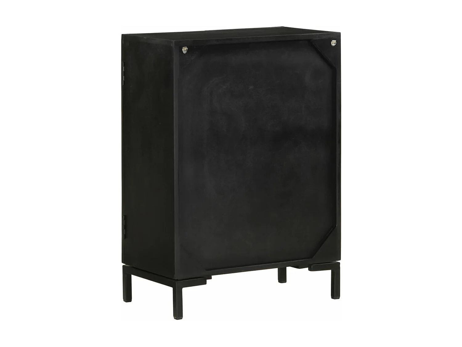 Buffet noir 55x30x77 cm bois massif de manguier et fer