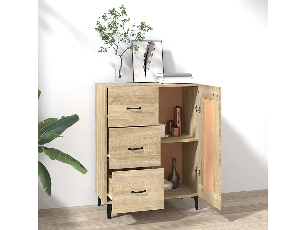 Aparador de madera contrachapada roble Sonoma 69,5x34x90 cm