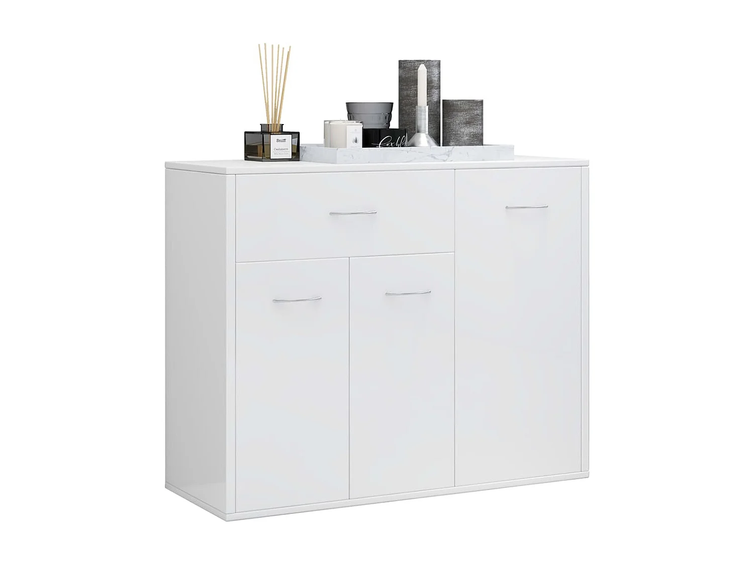 Buffet Blanc brillant 88x30x70 cm Aggloméré