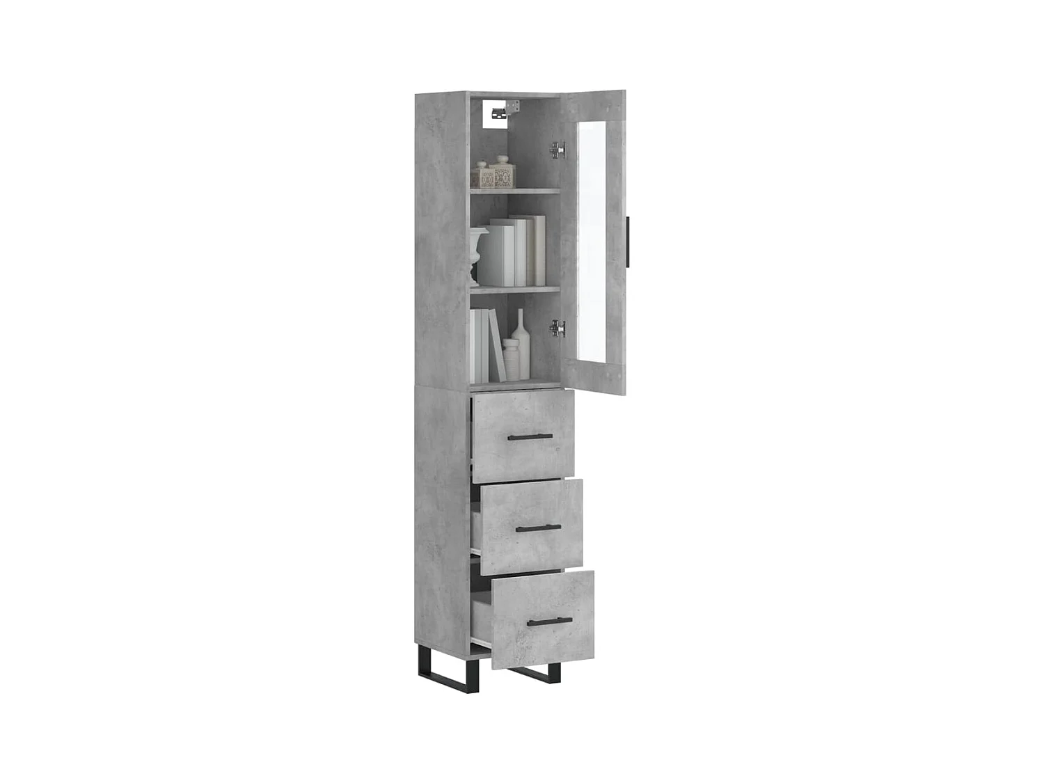 Aparador de madera contrachapada gris hormigón 34,5x34x180 cm