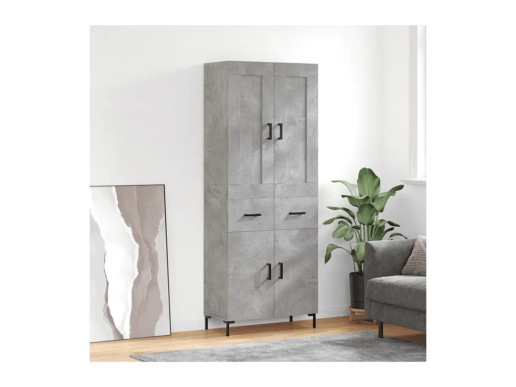 Aparador alto madera contrachapada gris hormigón 69,5x34x180 cm