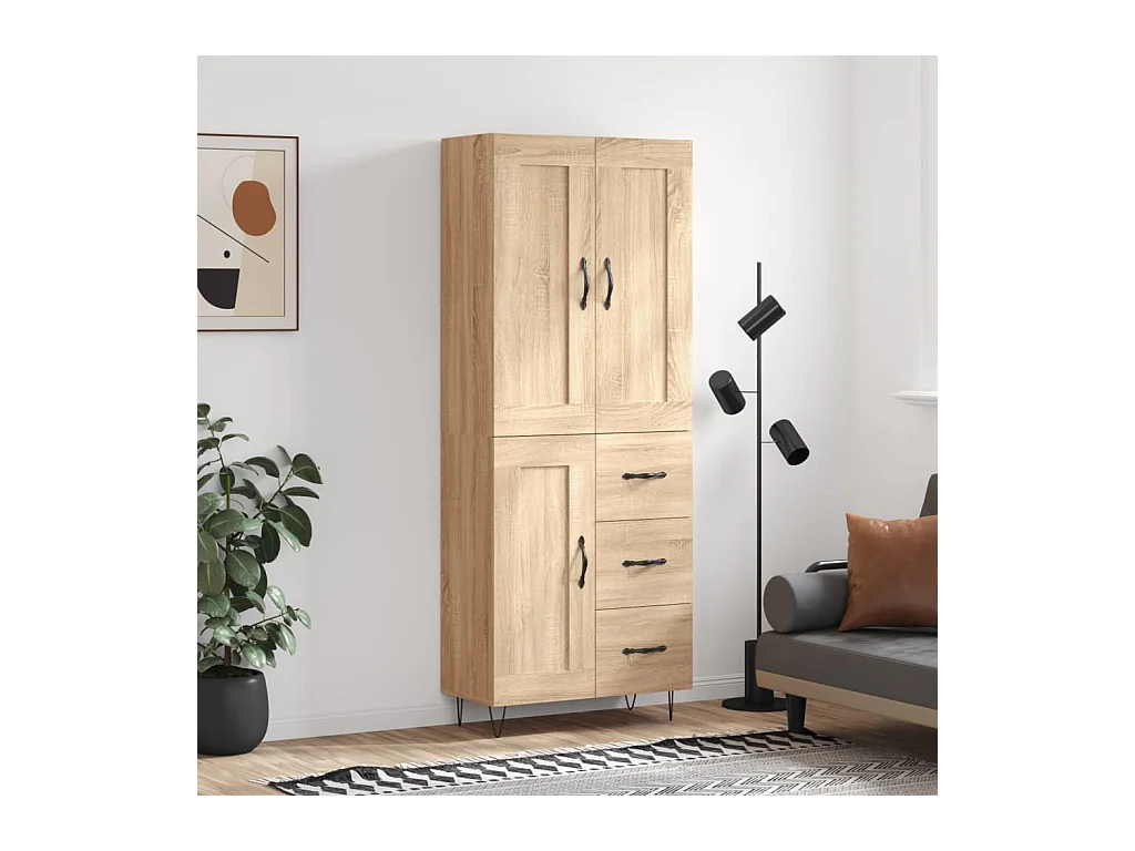 Hoge kastukken69,5x34x180 cm bewerkt hout sonoma eikenkleurig
