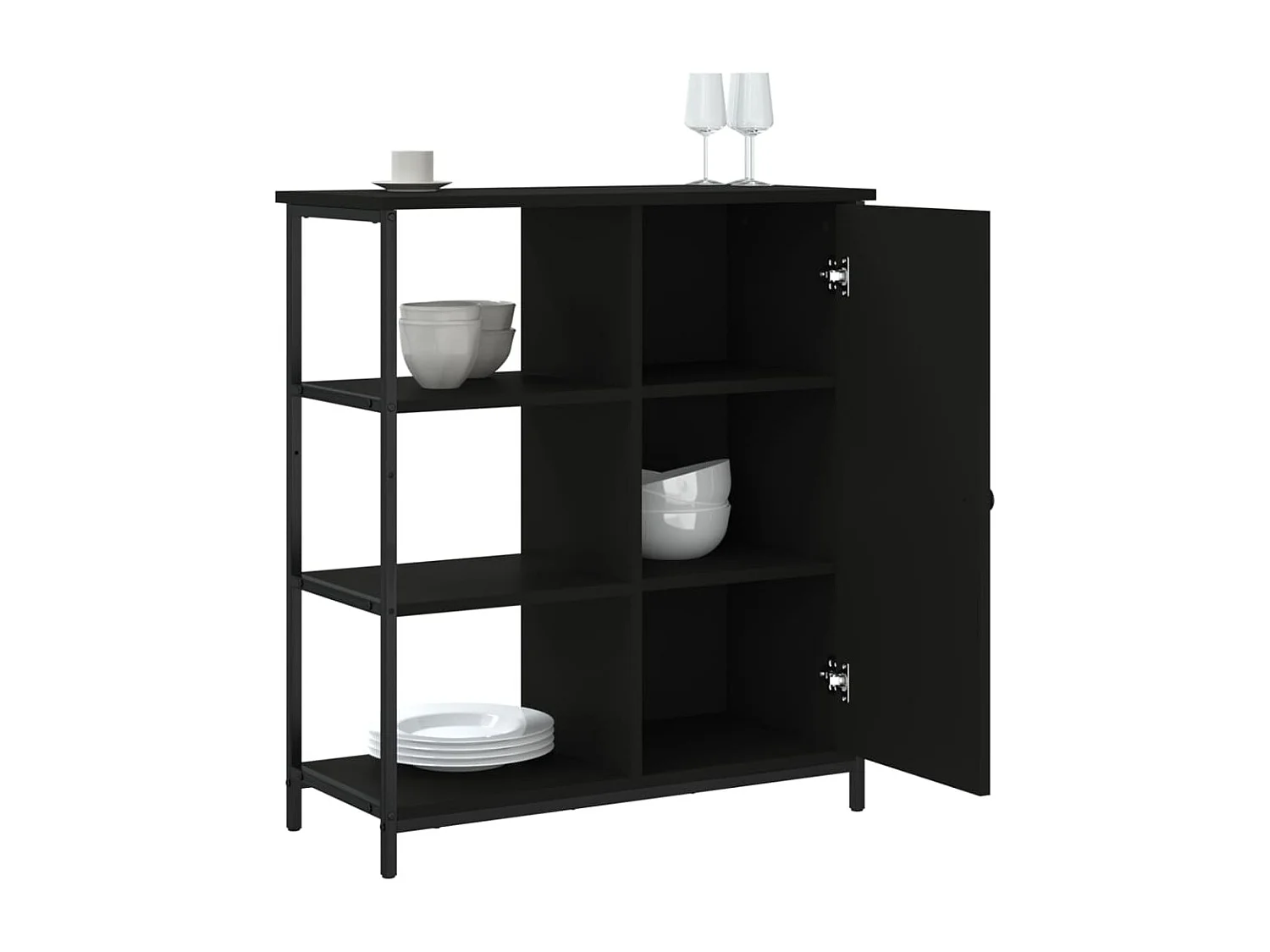 Buffet noir 70x30x80 cm bois d'ingénierie