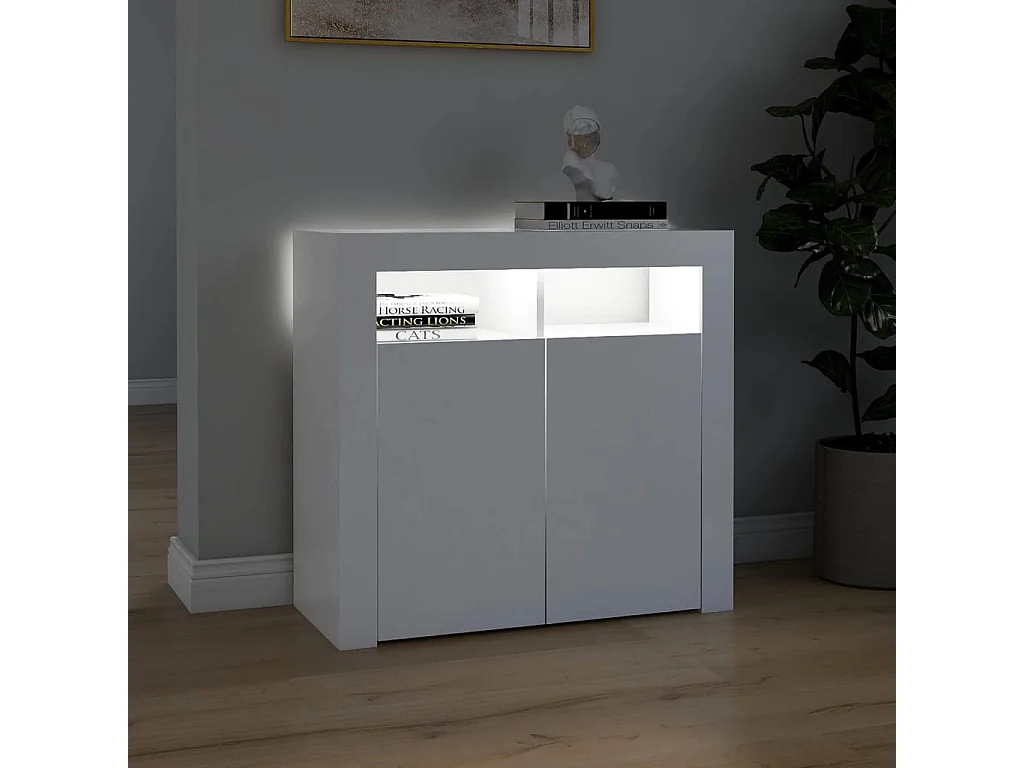 Buffet avec lumières LED Blanc 80x35x75 cm