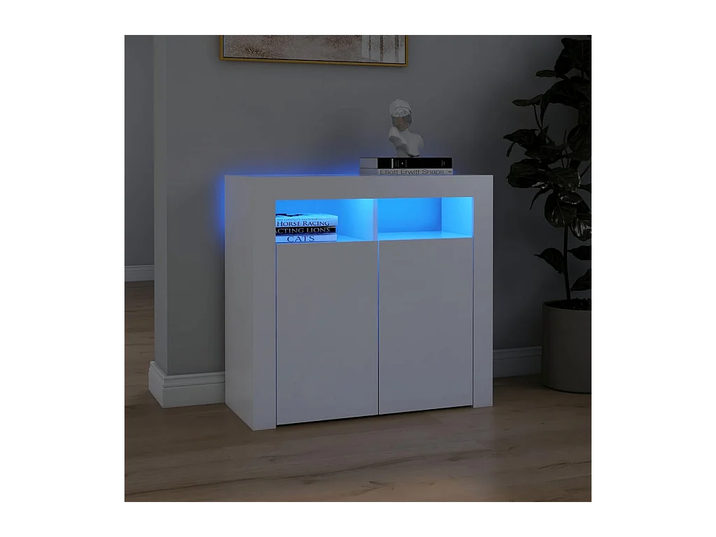 Buffet avec lumières LED Blanc 80x35x75 cm