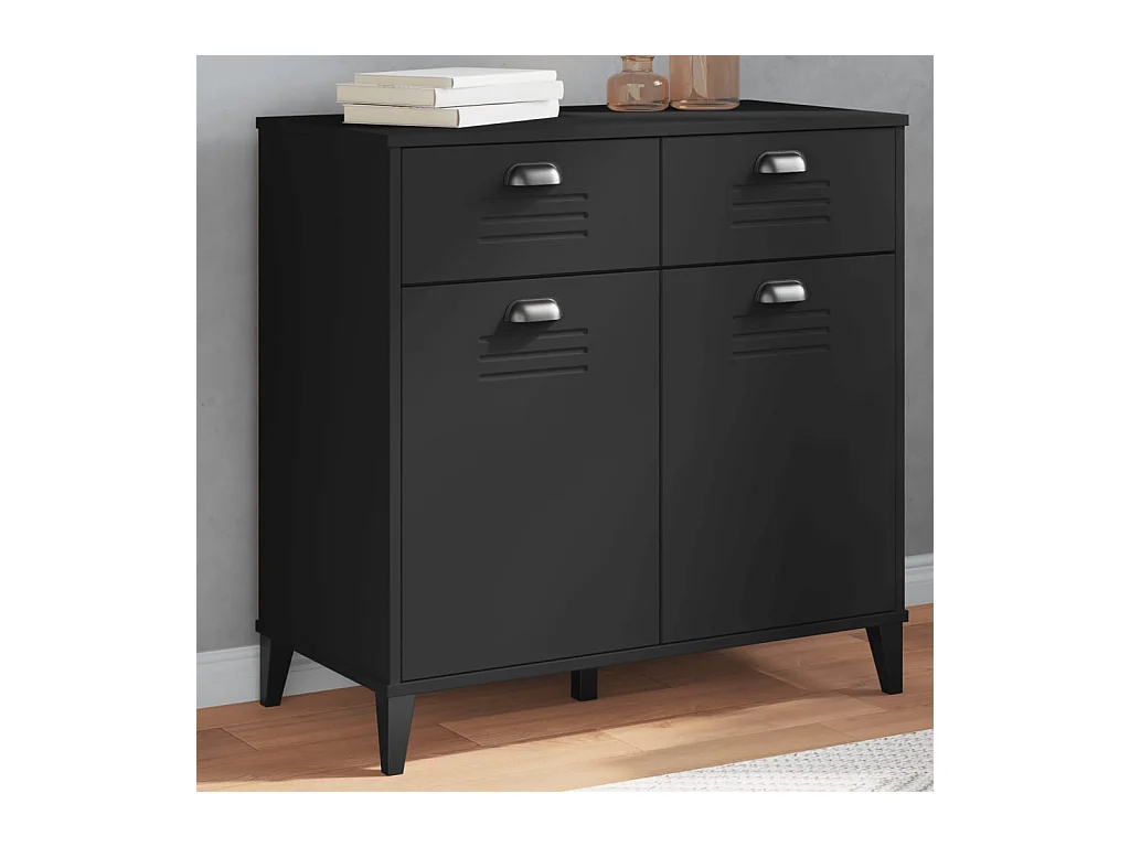 Buffet VIKEN noir 80x40x80 cm bois massif de pin
