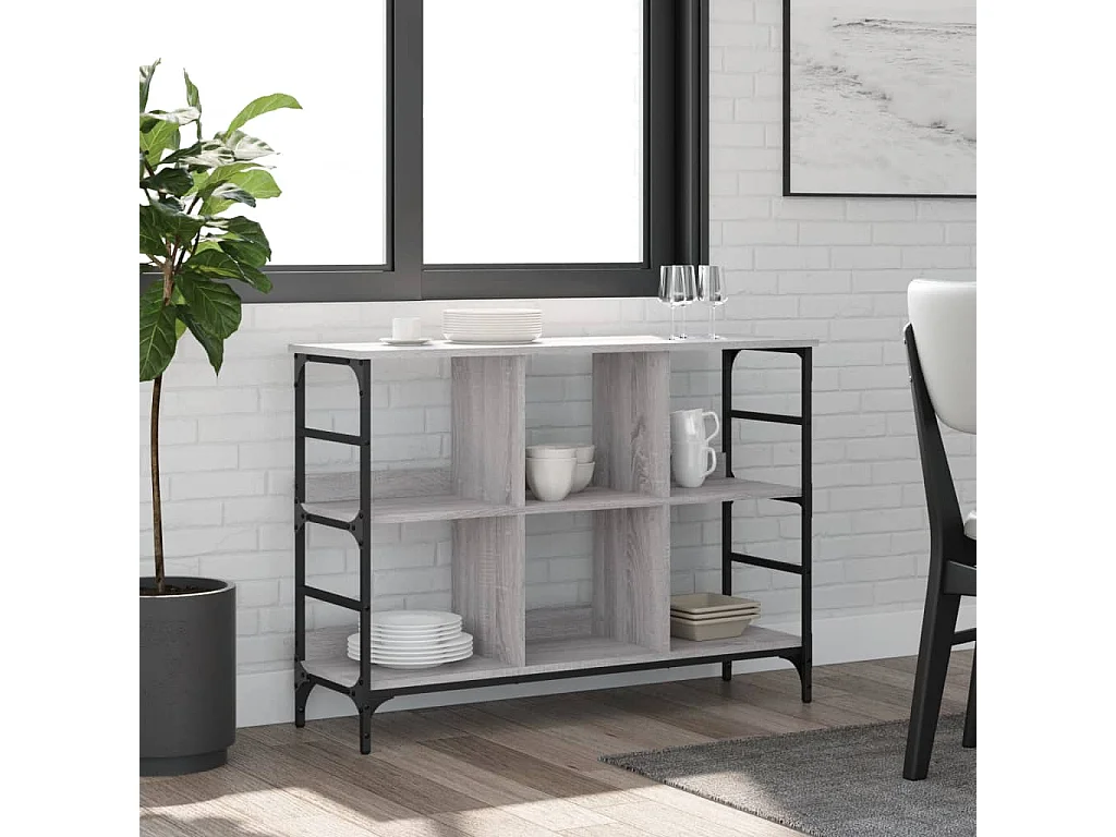 Dressoir 102x32x73,5 cm bewerkt hout grijs sonoma eikenkleurig