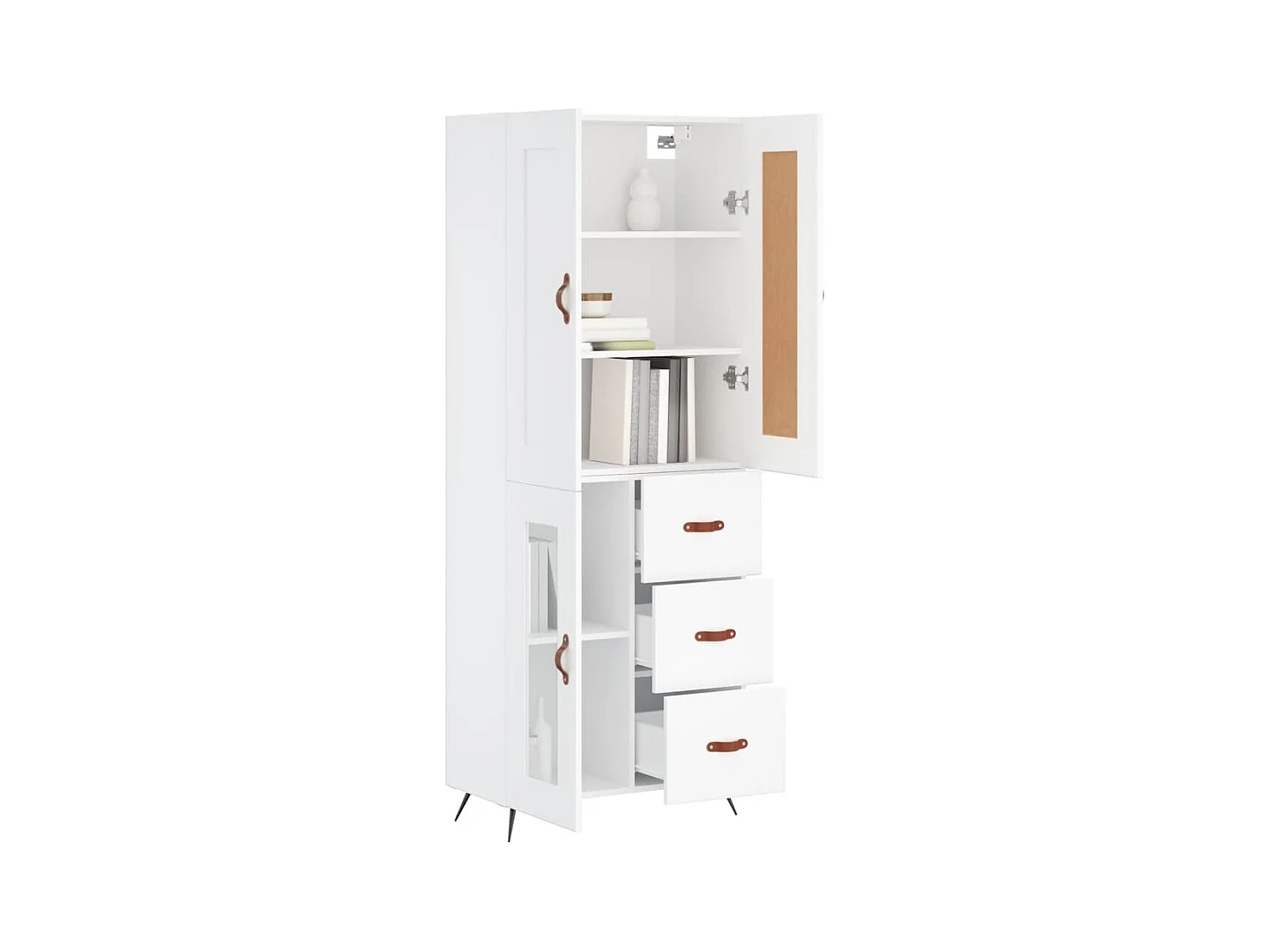Buffet haut Blanc 69,5x34x180 cm Bois d'ingénierie