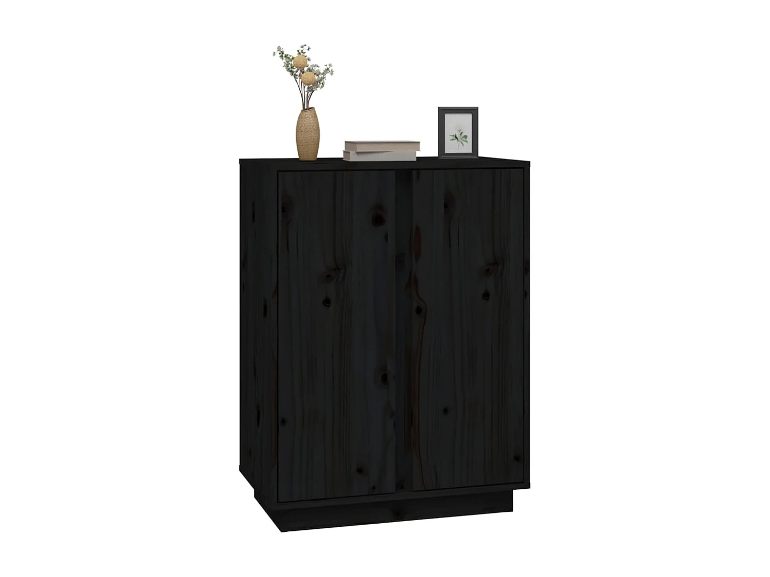 Buffet Noir 60x35x80 cm Bois massif de pin