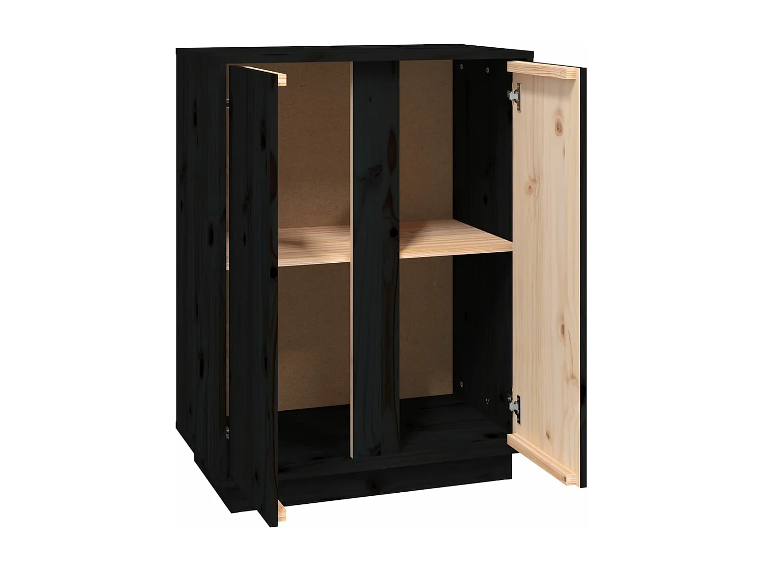 Buffet Noir 60x35x80 cm Bois massif de pin