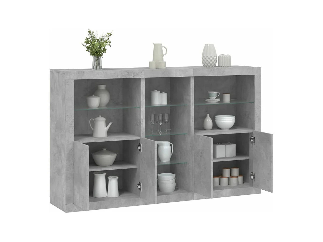 Buffet avec lumières LED gris béton 162x37x100 cm