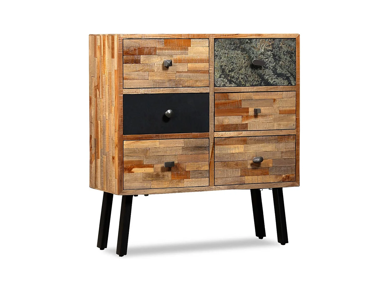 Armoire latérale avec 6 tiroirs Teck massif de récupération